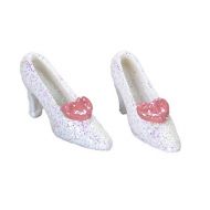 Town Square Miniatures Dollhouse White and Pink Glitter Shoes Miniature Bedroom Clothing Accessory