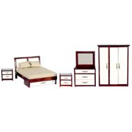 Town Square Miniatures Dollhouse Miniature 1:12 Scale 5 Pc Modern Mahogany Bedroom Set #T3268
