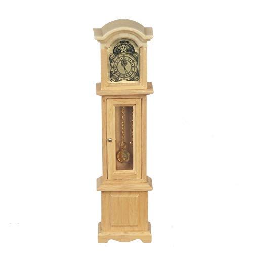  Town Square Miniatures Dolls House Oak Grandfather Clock Miniature Wooden Hall Furniture 1:12 Scale