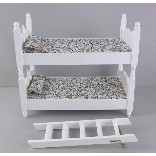  Town Square Miniatures Dolls House Miniature 1:12 Bedroom Furniture White Wooden Bunk Beds Bunkbeds