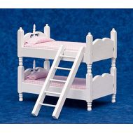 Town Square Miniatures Dollhouse Miniature 1:12 Scale White and Pink Bunkbeds with Ladder #T5413