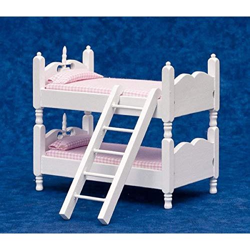  Town Square Miniatures Dollhouse Miniature 1:12 Scale White and Pink Bunkbeds with Ladder #T5413