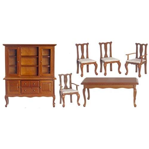  Town Square Miniatures Dollhouse Miniature 1:12 Scale 6 Pc Walnut Dining Room SET T0120