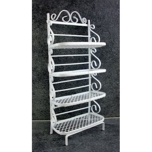  Dolls House Miniature Furniture White Wire Bakers Rack Shelf Unit 1213 by Town Square Miniatures