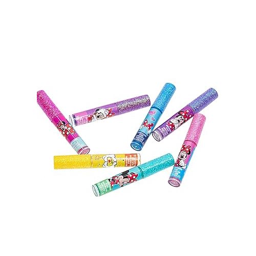  Townley Girl Super Sparkly Lip Gloss Set Featuring Disney Minnie Mouse - 7 Fun Flavors for Girls, Ideal for Sleepovers, Makeovers, and Gifts!