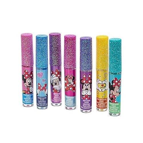  Townley Girl Super Sparkly Lip Gloss Set Featuring Disney Minnie Mouse - 7 Fun Flavors for Girls, Ideal for Sleepovers, Makeovers, and Gifts!