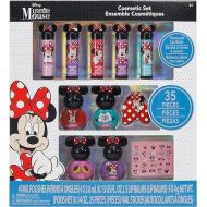 Townley Girl Disney Minnie Mouse Sparkly Cosmetic Makeup Set for Girls with Lip Balm Nail Polish Nail Stickers-35 Pcs|Perfect for Parties Sleepovers Makeovers|Birthday Gift for Girls above 3 Yrs, Kid