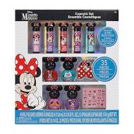 Townley Girl Disney Minnie Mouse Sparkly Cosmetic Makeup Set for Girls with Lip Balm Nail Polish Nail Stickers-35 Pcs|Perfect for Parties Sleepovers Makeovers|Birthday Gift for Girls above 3 Yrs, Kid