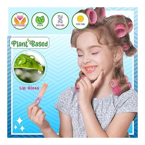  Townley Girl Disney Frozen Plant Based Vegan 7 PC Flavored Lip Gloss Set For Girls ? Ideal for Sleepovers, Makeovers, Party Favors and Birthday Gifts! - Age: 3+