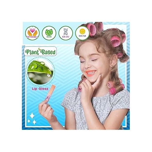  Townley Girl Disney Frozen Plant Based Vegan 7 PC Flavored Lip Gloss Set For Girls - Ideal for Sleepovers, Makeovers, Party Favors and Birthday Gifts! - Age: 3+