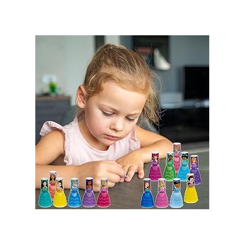  Townley Girl Disney Princess 15 Piece Water-Based Nail Polish with 3 Toe Spacers| Quick Dry| Peel Off| Gift Kit Set for Kids Girls| Ages 3