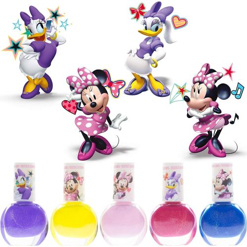  Disney Minnie Mouse Townley Girl Non Toxic Water Based Peel Off Nail Polish Set with Glittery and Opaque Colors for Girl Kid Teen Toddler Ages 3+, Perfect for Parties, Sleepovers