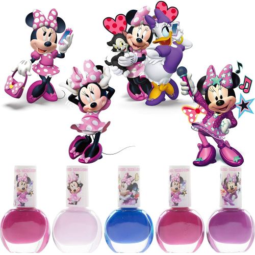  Disney Minnie Mouse Townley Girl Non Toxic Water Based Peel Off Nail Polish Set with Glittery and Opaque Colors for Girl Kid Teen Toddler Ages 3+, Perfect for Parties, Sleepovers