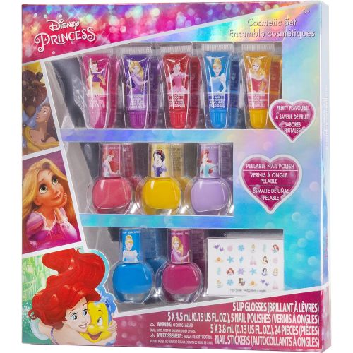  Disney Princess Townley Girl Super Sparkly Cosmetic Makeup Set for Girls with Lip Gloss Nail Polish Nail Stickers 11 PcsPerfect for Parties Sleepovers Makeovers Birthday Gift f