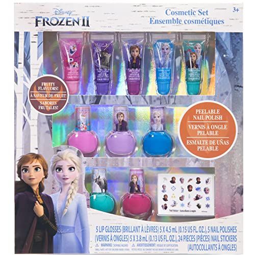  Disney Frozen 2 Townley Girl Super Sparkly Cosmetic Makeup Set for Girls with Lip Gloss Nail Polish Nail Stickers 11 PcsPerfect for Parties Sleepovers Makeovers Birthday Gift f