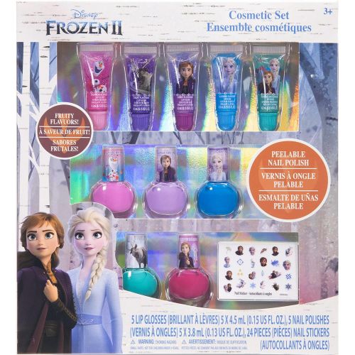  Disney Frozen 2 Townley Girl Super Sparkly Cosmetic Makeup Set for Girls with Lip Gloss Nail Polish Nail Stickers 11 PcsPerfect for Parties Sleepovers Makeovers Birthday Gift f