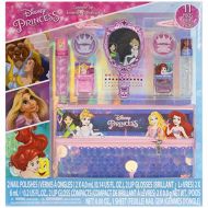 Disney Princess Townley Girl Washable Makeup Set with 11 Pieces, Including Lip Gloss, Nail Polish, Mirror, Gem Stickers and Sequin Holographic Bag, Ages 3+ for Parties, Sleepover