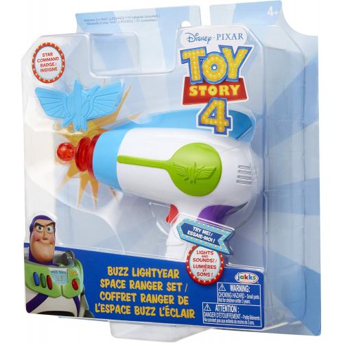  Toy Story Disney 4 Buzz Lightyear Blaster Toy Space Ranger Set, Includes Star Command Badge - Light & Sound! Perfect for Kids, Boys Halloween Costume Prop