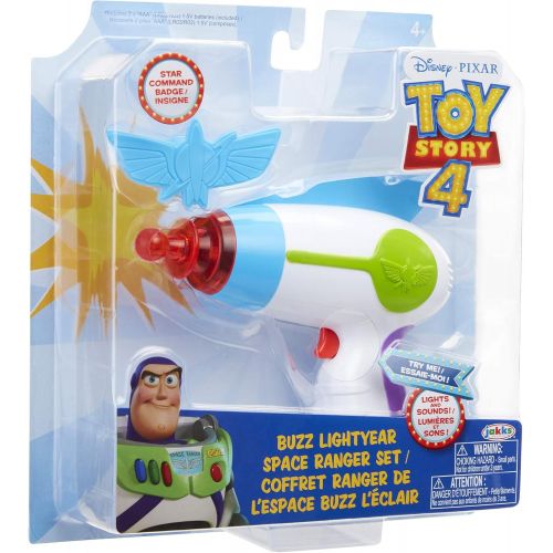  Toy Story Disney 4 Buzz Lightyear Blaster Toy Space Ranger Set, Includes Star Command Badge - Light & Sound! Perfect for Kids, Boys Halloween Costume Prop