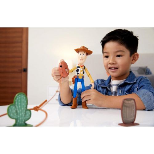  Toy Story 4 Disney Pixar Toy Story Launching Lasso Woody Talking Feature Figure, Movie Inspired Action Character Doll 9.2 in with 3 Targets, Kids Gift Ages 3 Years & Older