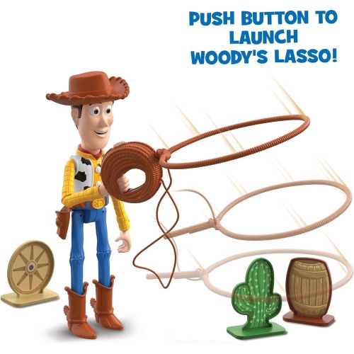  Toy Story 4 Disney Pixar Toy Story Launching Lasso Woody Talking Feature Figure, Movie Inspired Action Character Doll 9.2 in with 3 Targets, Kids Gift Ages 3 Years & Older
