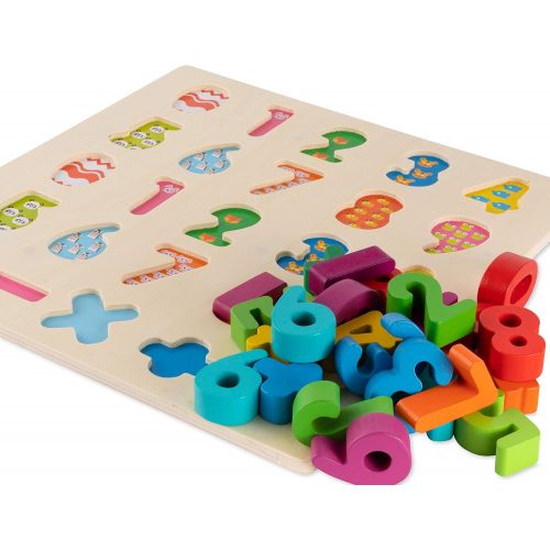  Toy-To-Enjoy Alphabet Puzzles - Wooden Upper Case Letter and Number Learning Board Toy - Ideal for Early Educational Learning for Kindergarten Toddlers & Preschools