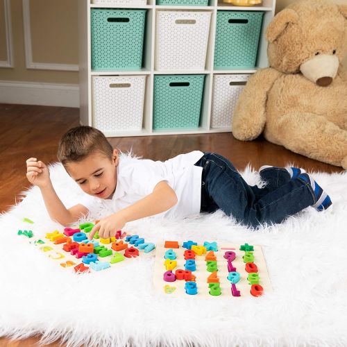  Toy-To-Enjoy Alphabet Puzzles - Wooden Upper Case Letter and Number Learning Board Toy - Ideal for Early Educational Learning for Kindergarten Toddlers & Preschools