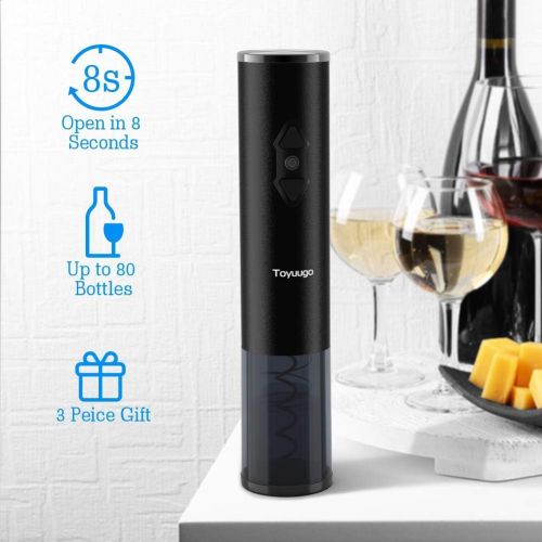  [아마존베스트]Toyuugo Electric Wine Opener, Automatic Corkscrew set contains Foil Cutter, Vacuum Stopper and Wine Aerator Pourer for Dating, Party and Wine Lover (3 Piece Gift Set)