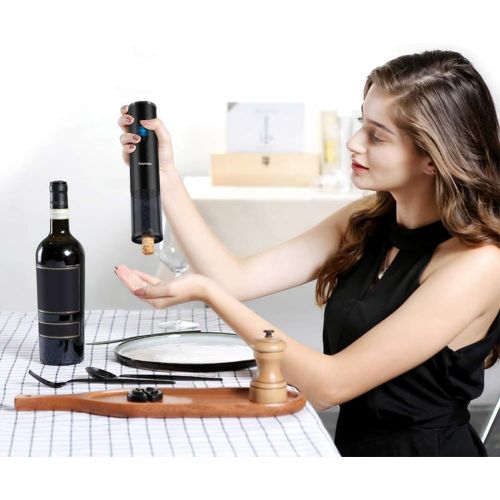  [아마존베스트]Toyuugo Electric Wine Opener, Automatic Corkscrew set contains Foil Cutter, Vacuum Stopper and Wine Aerator Pourer for Dating, Party and Wine Lover (3 Piece Gift Set)