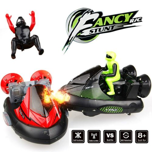  ToyPark RC Battle Bumper Cars, 2 Sets 27MHz40MHz Stunt Remote Control VS Vehicles Electric Trucks with Ejectable Drivers RedGreen
