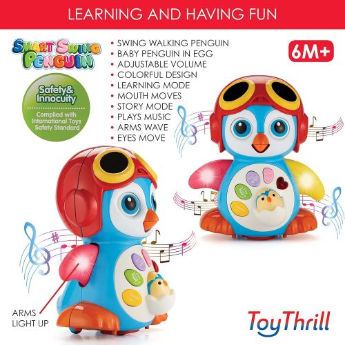  ToyThrill Singing Dancing Penguin Baby Toy - Sounds and Lights - Bump and Go Walking and Waving - Music, Story and Learning Modes  Colorful, Interactive, Educational