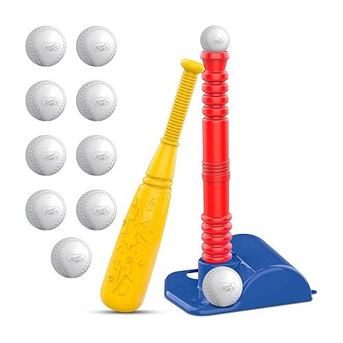  ToyVelt Tee Ball Set for Kids 3-5 - 9 Balls, for Boys & Girls, Great for Toddlers (Multicolor)