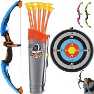 ToyVelt Kids Bow and Arrow Set - LED Light Up, Archery Set Comes with 10 Suction Cup Arrows, Target & Quiver, Indoor and Outdoor Toys for Children Boys Girls, Best Gift (Bow and Arrow for Kids)