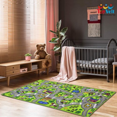  [아마존 핫딜] [아마존핫딜]Toyvelt ToyVelt Kids Carpet Playmat Car Rug  City Life Educational Road Traffic Carpet Multi Color Play Mat - Large 60” x 32” Best Kids Rugs for Playroom & Kid Bedroom  for Ages 3-12 Yea