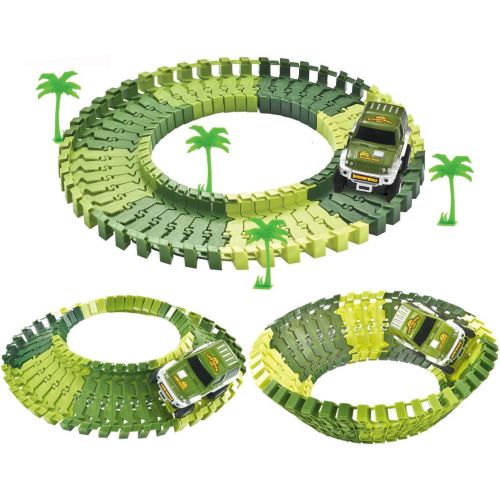  [아마존 핫딜] [아마존핫딜]ToyVelt Dinosaur Toys Race Track Toy Set - 206 Pieces Road Race-Flexible Track Set - Create a Road Toy Dinosaur World for Christmas & Birthday Gift for Boys & Girls Ages 3,4,5,6, Y