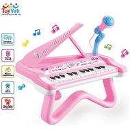 [아마존베스트]ToyVelt Toy Piano for Toddler Girls  Cute Piano for Kids with Built-in Microphone & Music Modes - Best Birthday Gifts for 2 3 4 5 Year Old Girls  Educational Keyboard Musical Ins