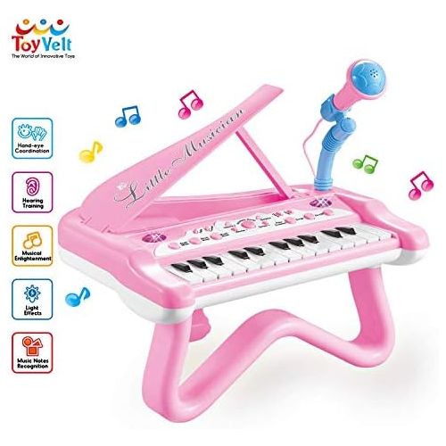  [아마존베스트]ToyVelt Toy Piano for Toddler Girls  Cute Piano for Kids with Built-in Microphone & Music Modes - Best Birthday Gifts for 2 3 4 5 Year Old Girls  Educational Keyboard Musical Ins