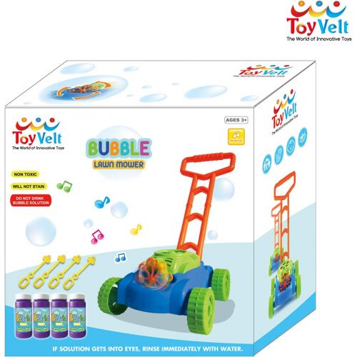  [아마존베스트]ToyVelt Bubble Lawn Mower for Kids - Automatic Bubble Machine with Music Sounds Best Toys for Toddlers Plus 4 x Bottles of Solution & 4 x Sticks - for Boys & Girls Ages 2-12 Years