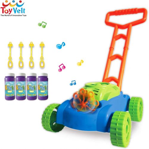  [아마존베스트]ToyVelt Bubble Lawn Mower for Kids - Automatic Bubble Machine with Music Sounds Best Toys for Toddlers Plus 4 x Bottles of Solution & 4 x Sticks - for Boys & Girls Ages 2-12 Years