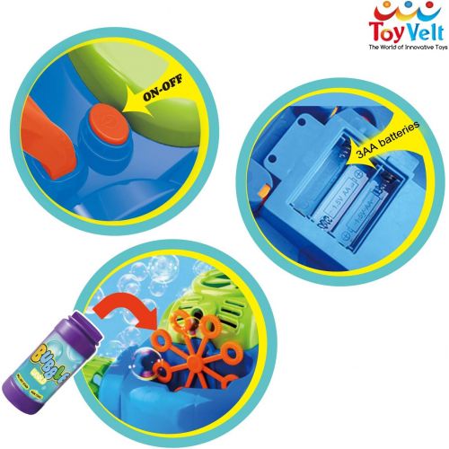  [아마존베스트]ToyVelt Bubble Lawn Mower for Kids - Automatic Bubble Machine with Music Sounds Best Toys for Toddlers Plus 4 x Bottles of Solution & 4 x Sticks - for Boys & Girls Ages 2-12 Years