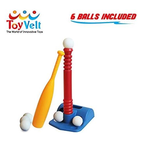  [아마존베스트]GoBroBrand T-Ball Set for Toddlers, Kids, Baseball Tee Game Includes 6 Balls, Adjustable T Height - Adapts with Your Childs Growth Spurts, Improves Batting Skills for Boys & Girls