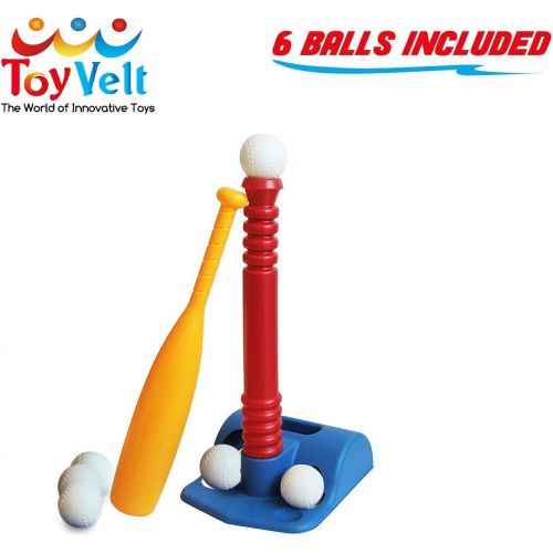  [아마존베스트]GoBroBrand T-Ball Set for Toddlers, Kids, Baseball Tee Game Includes 6 Balls, Adjustable T Height - Adapts with Your Childs Growth Spurts, Improves Batting Skills for Boys & Girls