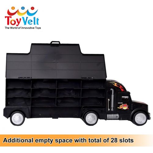  [아마존베스트]Toy Truck Transport Car Carrier Toy for Boys and Girls age 3 - 10 yrs old - Hauler Truck Includes 6 Toy Cars and Accessories - Car Truck Fits 28 Car Slots - Ideal Gift For Kids