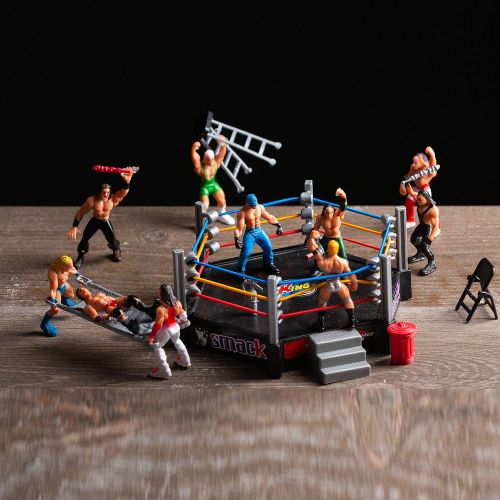  [아마존베스트]ToyVelt 32-Piece Wrestling Toys for Kids - WWE Wrestler Warriors Toys with Ring & Realistic Accessories - Fun Miniature Fighting Action Figures Includes 2 Rings - Great Gift for Bo