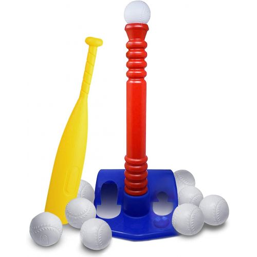  Toyvelt T-Ball Set for Toddlers, Kids, Baseball Tee Game Includes 6 Balls, Adjustable T Height - Adapts with Your Childs Growth Spurts, Improves Batting Skills for Boys & Girls