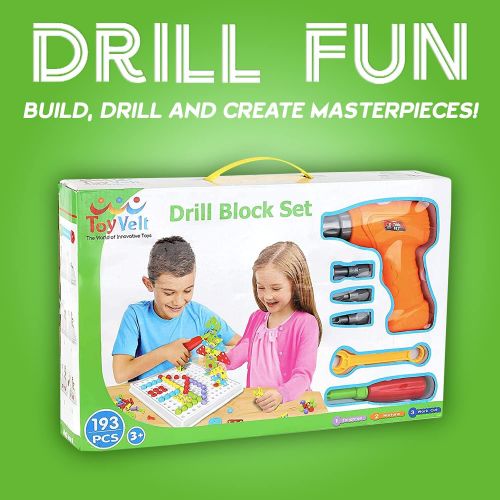  Toyvelt Building Block Games Set With Toy Drill & ScrewDriver Tool set Educational building blocks construction games Develop Fine Motor Skills - Best Kids Toys for boys & girls ag