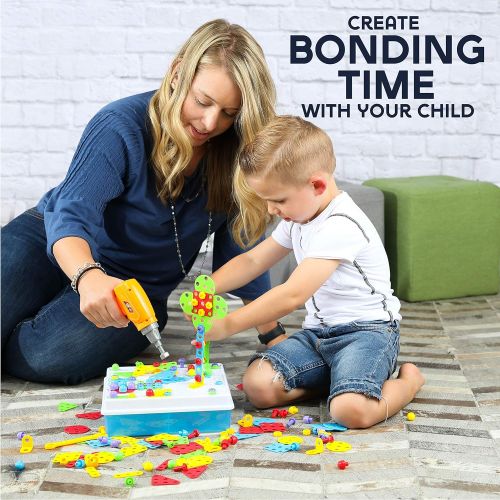  Toyvelt Building Block Games Set With Toy Drill & ScrewDriver Tool set Educational building blocks construction games Develop Fine Motor Skills - Best Kids Toys for boys & girls ag