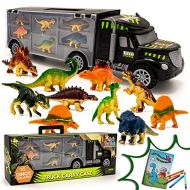 Toyvelt 15 Dinosaurs Transport Car Carrier Truck Toy With Dinosaur Toys Inside - The Best Dinosaur Toy For Boys And Girls Ages 3,4,5, Years Old And Up