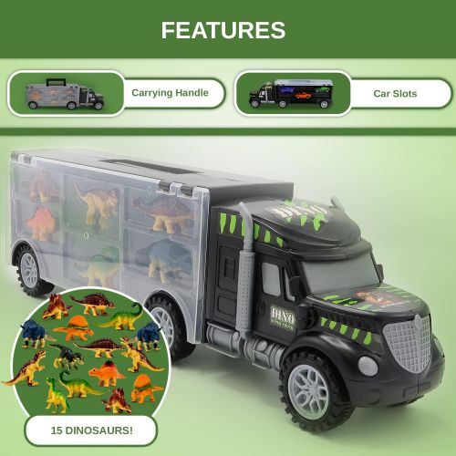  Toyvelt 15 Dinosaurs Transport Car Carrier Truck Toy With Dinosaur Toys Inside - The Best Dinosaur Toy For Boys And Girls Ages 3,4,5, Years Old And Up