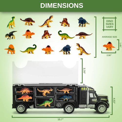  Toyvelt 15 Dinosaurs Transport Car Carrier Truck Toy With Dinosaur Toys Inside - The Best Dinosaur Toy For Boys And Girls Ages 3,4,5, Years Old And Up